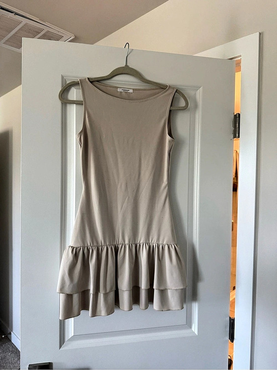 Peppermayo Dresses & Skirts - Peppermayo Sleeveless Ruffle Mini Dress in Beige